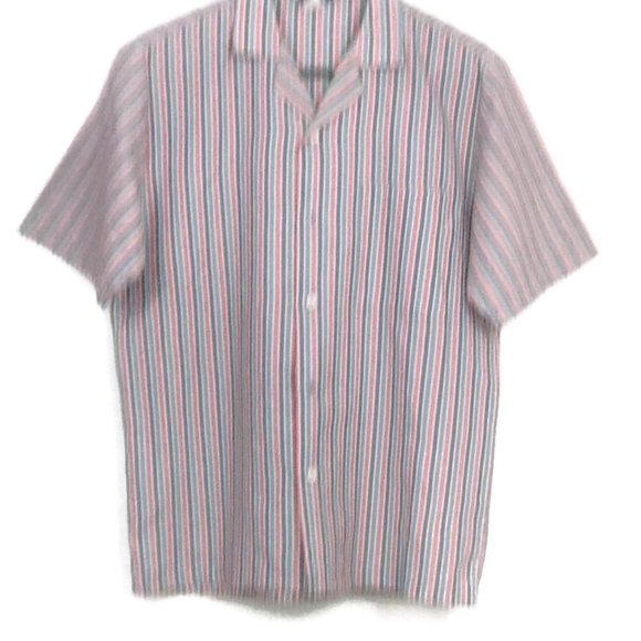 One on One Short Sleeve Button Up Men's Casual Multicolored Striped Shirt Sze M - Picture 5 of 9